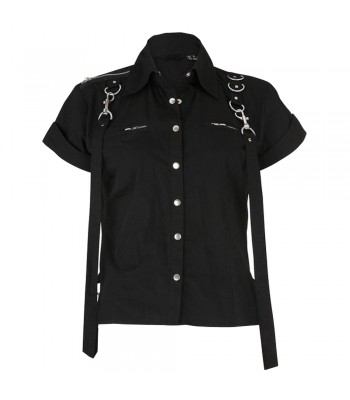 Men Gothic Shirt Short Sleeveless Steampunk Black Shirt Gothic Clothing (2025)